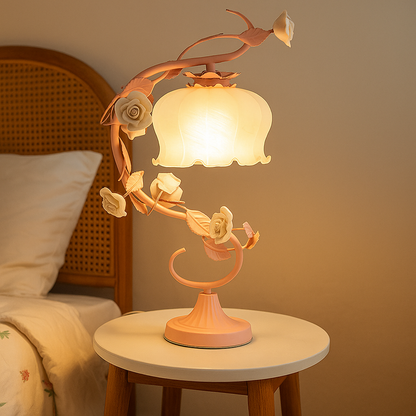 Dekoracyjna Lampa Stołowa W Kształcie Róży | Vintage