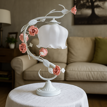 Dekoracyjna Lampa Stołowa W Kształcie Róży | Vintage
