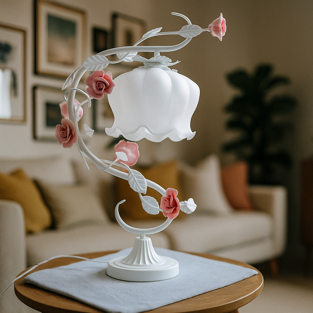 Dekoracyjna Lampa Stołowa W Kształcie Róży | Vintage