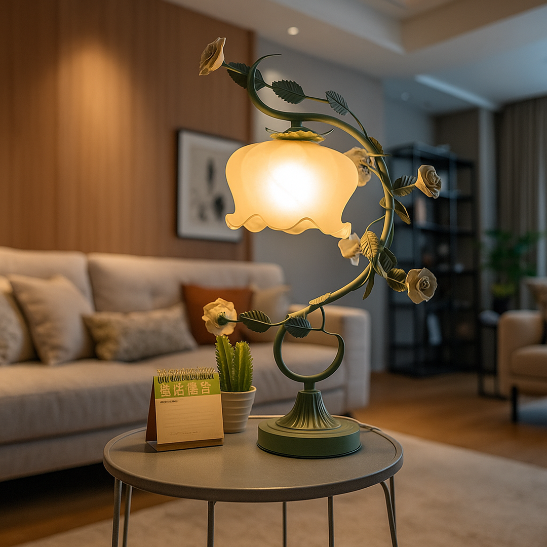 Dekoracyjna Lampa Stołowa W Kształcie Róży | Vintage