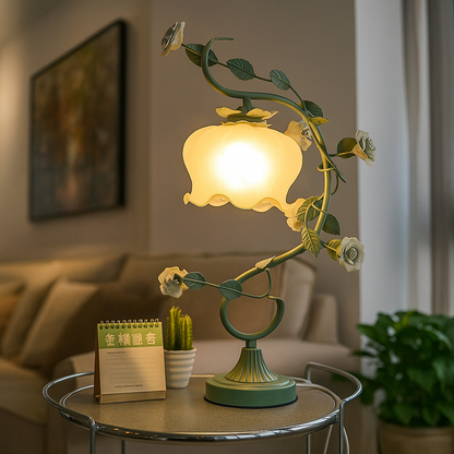 Dekoracyjna Lampa Stołowa W Kształcie Róży | Vintage