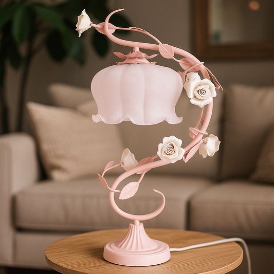 Dekoracyjna Lampa Stołowa W Kształcie Róży | Vintage