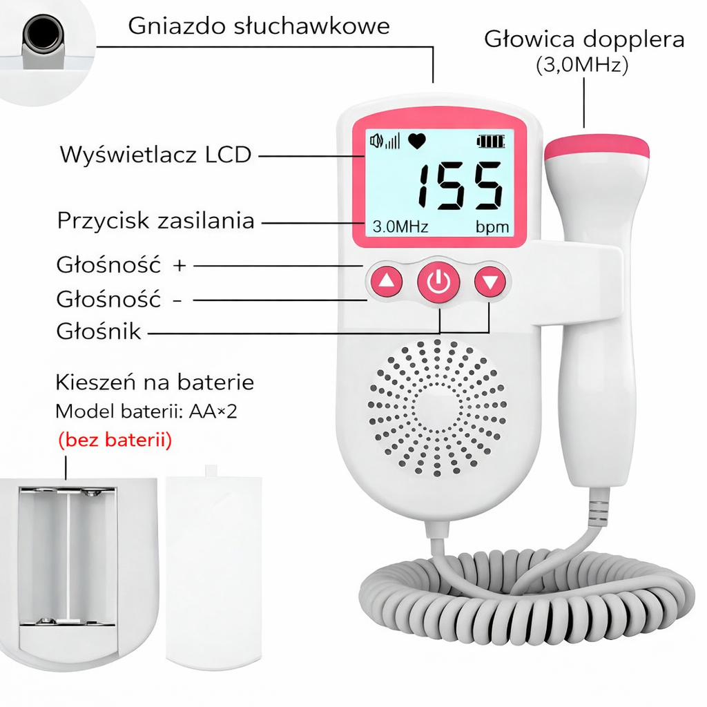 Digital Fetal Heartbeat Detector Home Doppler Heart