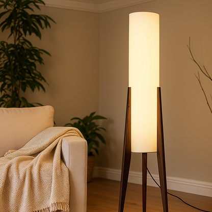 Domowa Lampa Podłogowa Z Orzecha | Skandynawska