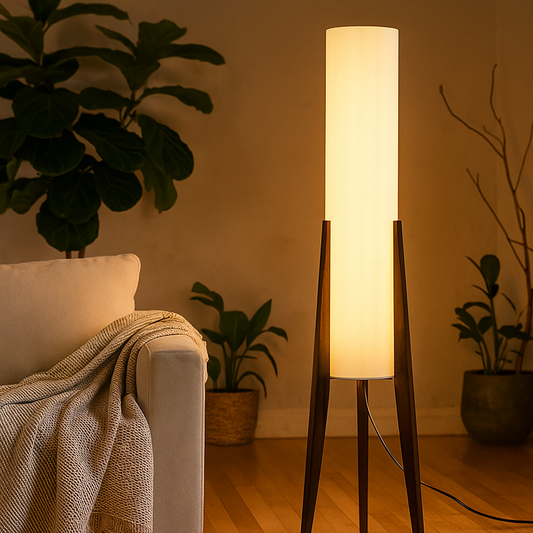 Domowa Lampa Podłogowa Z Orzecha | Skandynawska