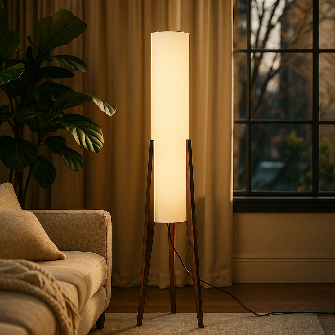 Domowa Lampa Podłogowa Z Orzecha | Skandynawska