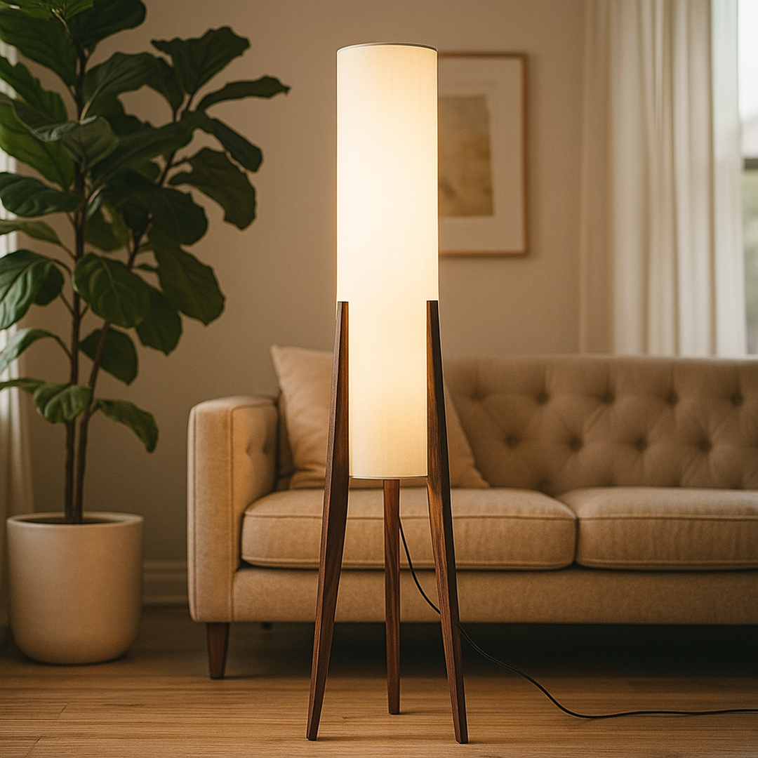 Domowa Lampa Podłogowa Z Orzecha | Skandynawska