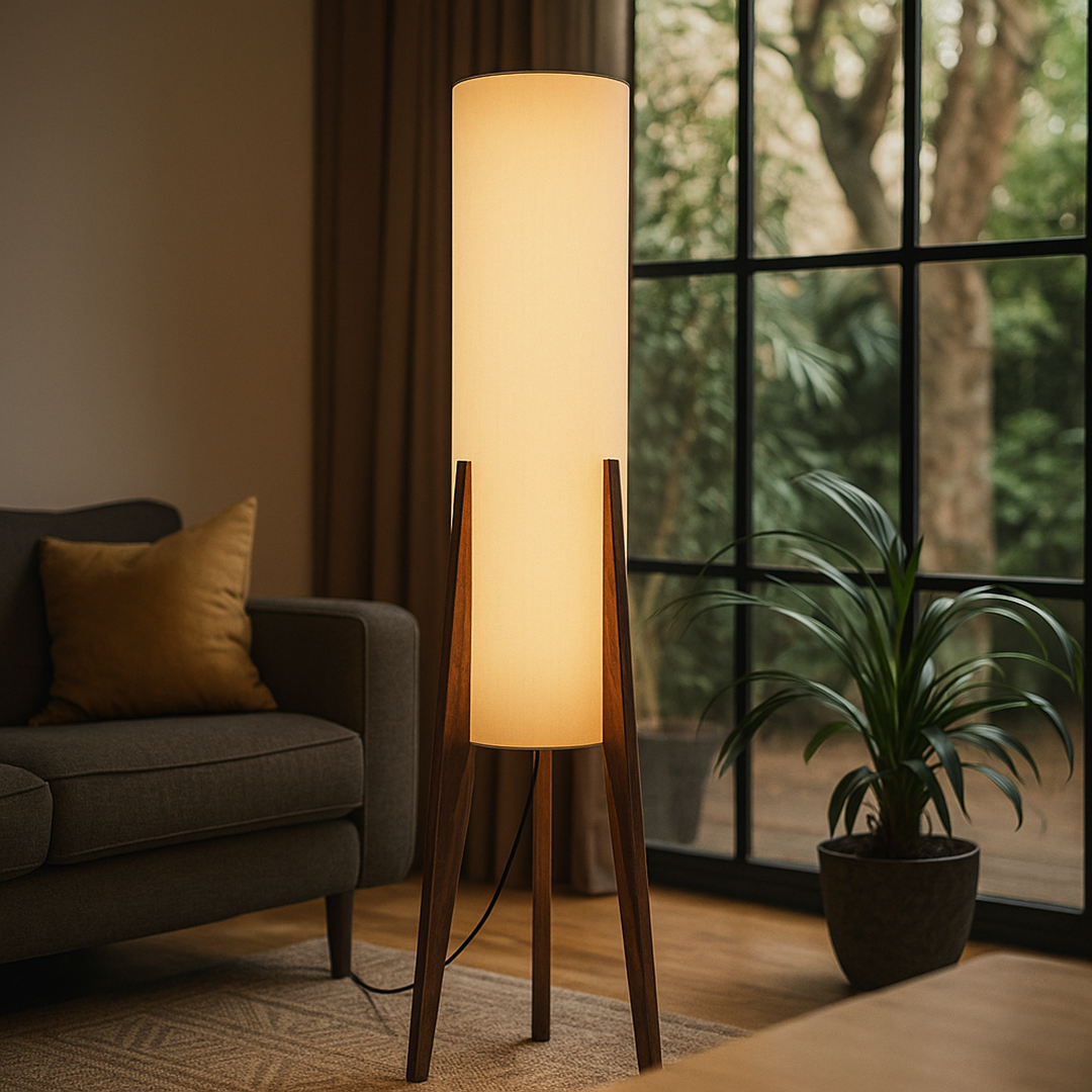 Domowa Lampa Podłogowa Z Orzecha | Skandynawska