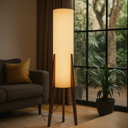 Domowa Lampa Podłogowa Z Orzecha | Skandynawska