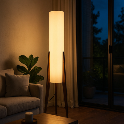 Domowa Lampa Podłogowa Z Orzecha | Skandynawska