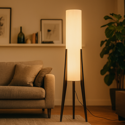 Domowa Lampa Podłogowa Z Orzecha | Skandynawska