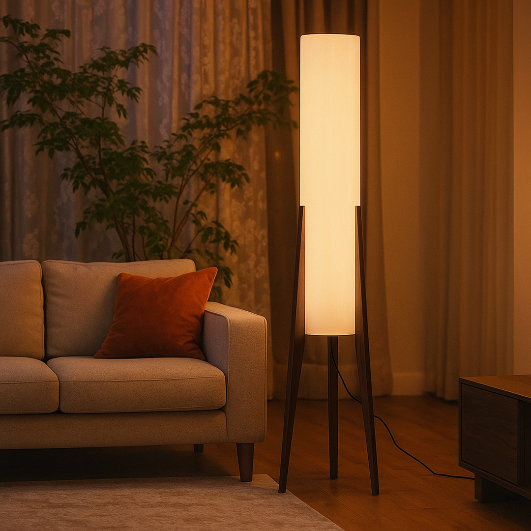 Domowa Lampa Podłogowa Z Orzecha | Skandynawska