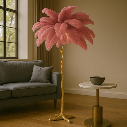 Domowa Piórkowa Lampa Podłogowa | Wabi Sabi