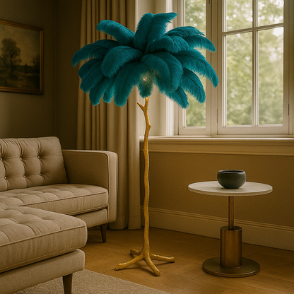 Domowa Piórkowa Lampa Podłogowa | Wabi Sabi