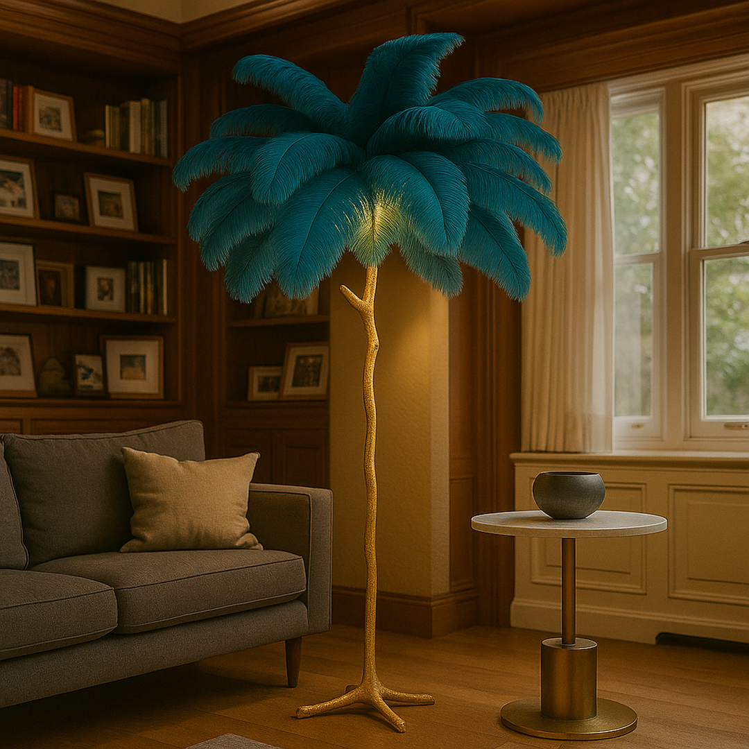 Domowa Piórkowa Lampa Podłogowa | Wabi Sabi