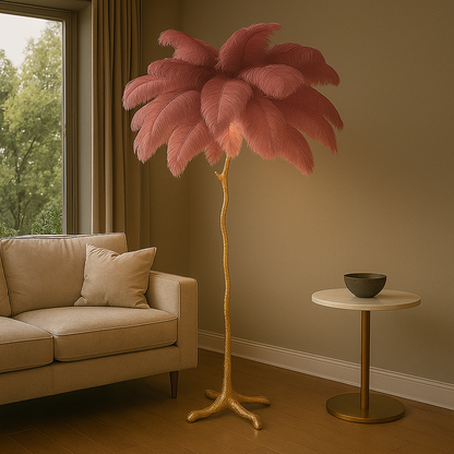 Domowa Piórkowa Lampa Podłogowa | Wabi Sabi