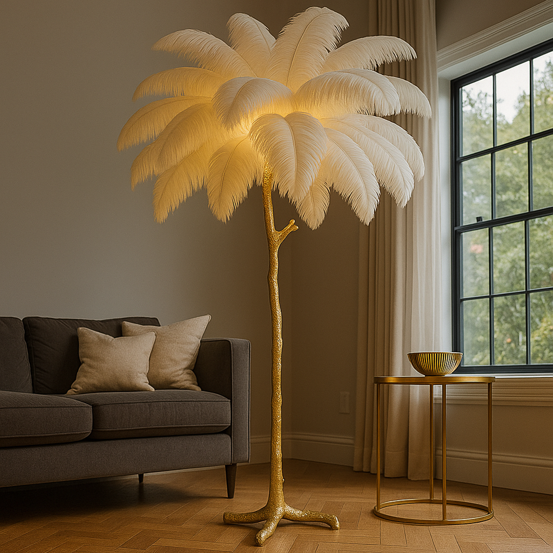 Domowa Piórkowa Lampa Podłogowa | Wabi Sabi