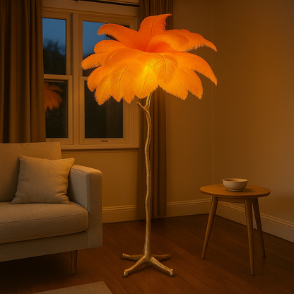 Domowa Piórkowa Lampa Podłogowa | Wabi Sabi