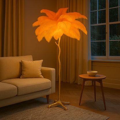 Domowa Piórkowa Lampa Podłogowa | Wabi Sabi