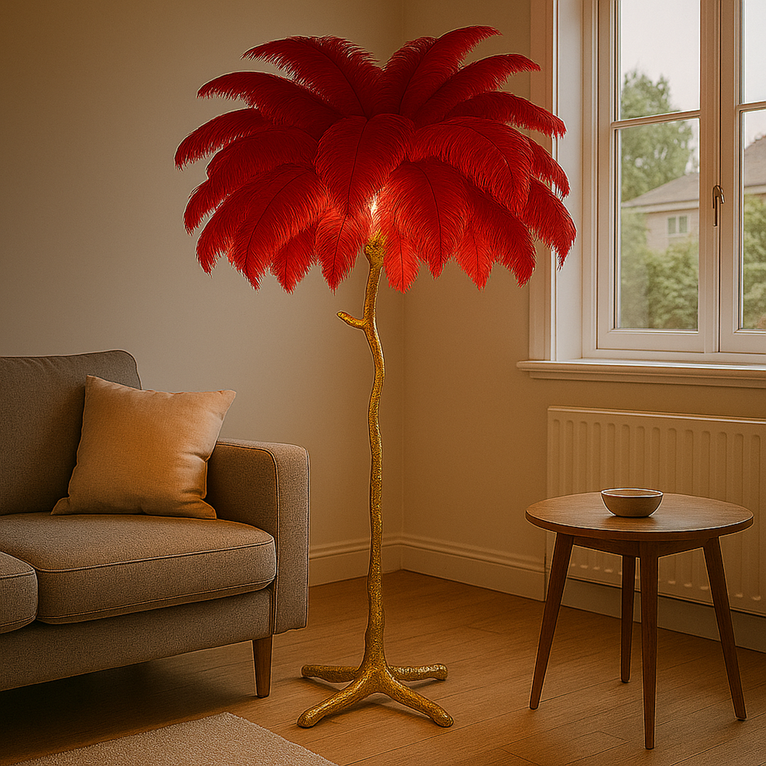 Domowa Piórkowa Lampa Podłogowa | Wabi Sabi