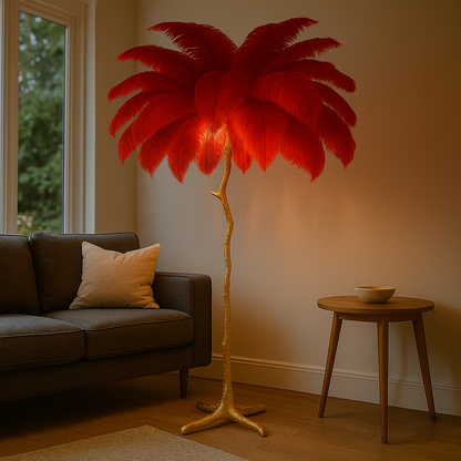 Domowa Piórkowa Lampa Podłogowa | Wabi Sabi