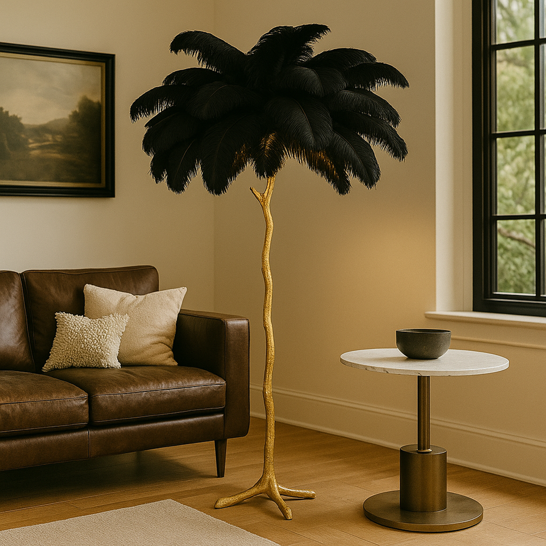 Domowa Piórkowa Lampa Podłogowa | Wabi Sabi