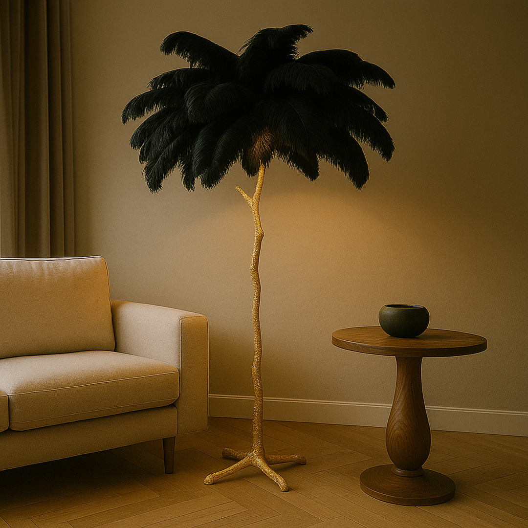 Domowa Piórkowa Lampa Podłogowa | Wabi Sabi
