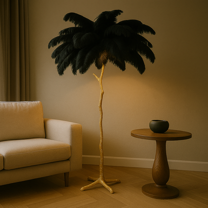 Domowa Piórkowa Lampa Podłogowa | Wabi Sabi