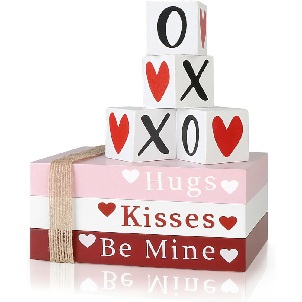 Wooden Valentine’s Day Decoration Tabletop and Shelf Books