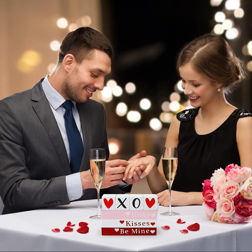 Wooden Valentine’s Day Decoration Tabletop and Shelf Books