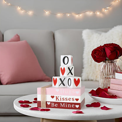 Wooden Valentine’s Day Decoration Tabletop and Shelf Books