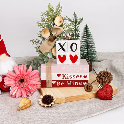 Wooden Valentine’s Day Decoration Tabletop and Shelf Books