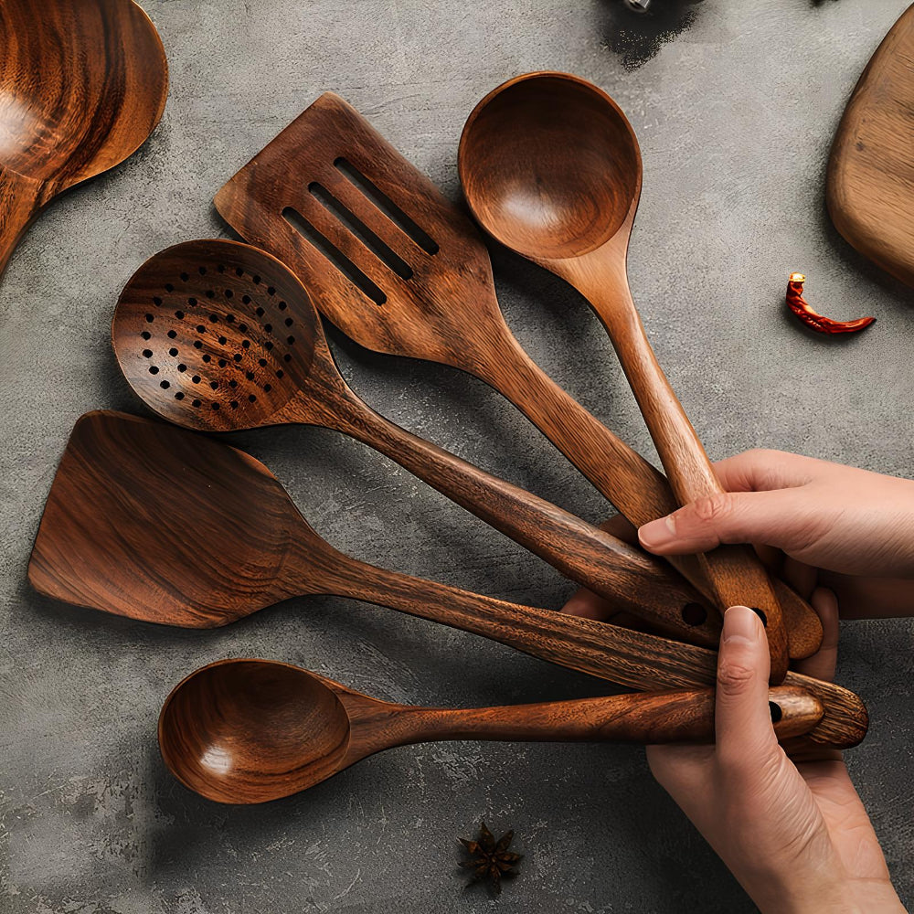 Wooden Kitchen Utensils Cooking Tools Set