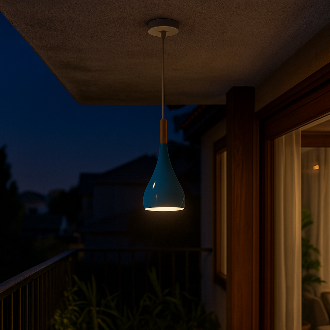 Drewniano-Żelazna Lampa Wisząca | Oświetlenie Przemysłowe