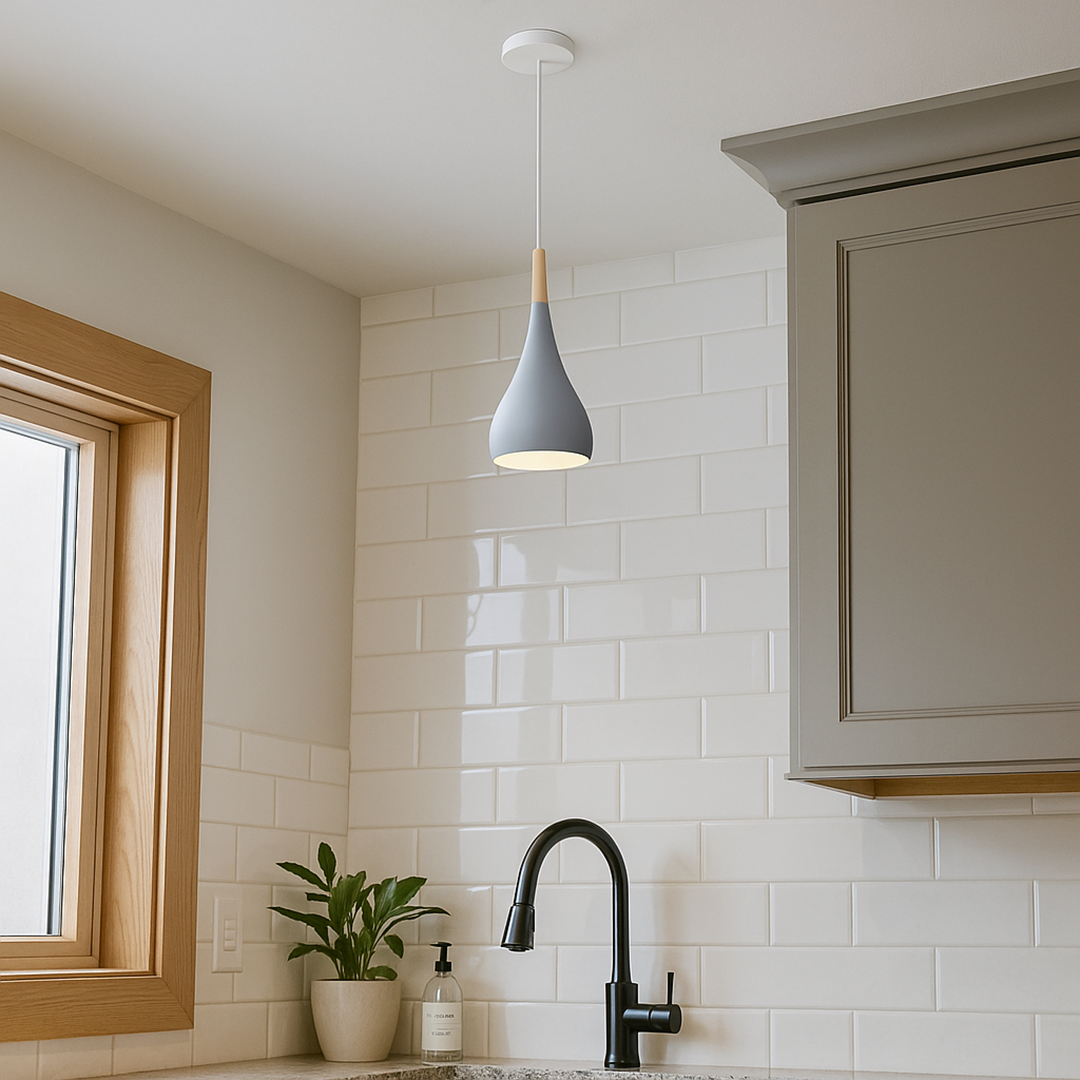 Drewniano-Żelazna Lampa Wisząca | Oświetlenie Przemysłowe