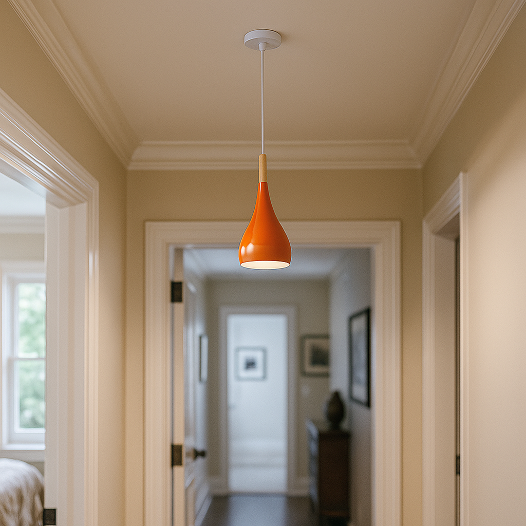 Drewniano-Żelazna Lampa Wisząca | Oświetlenie Przemysłowe