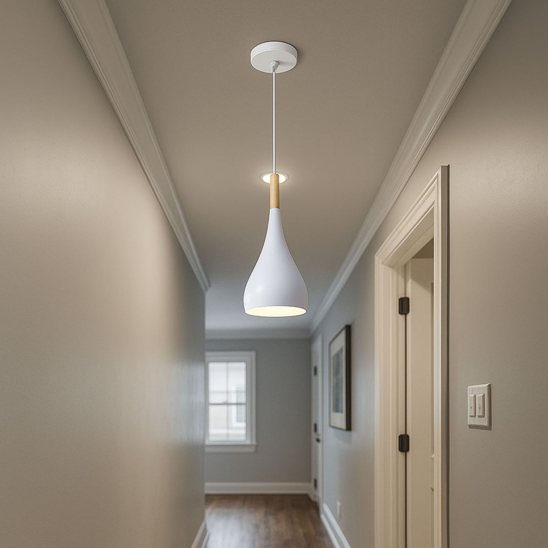 Drewniano-Żelazna Lampa Wisząca | Oświetlenie Przemysłowe