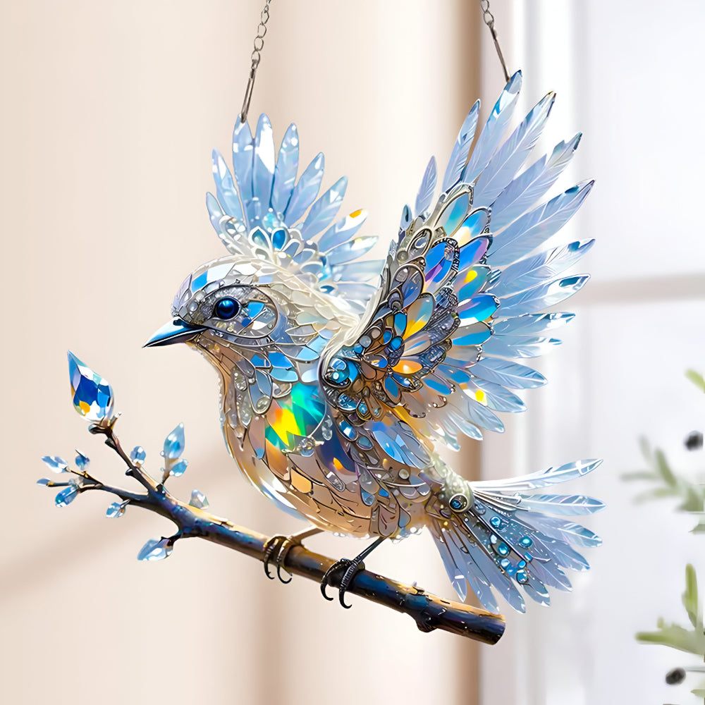 Decorative Figurine Hanging Glass Bird Window Ornament
