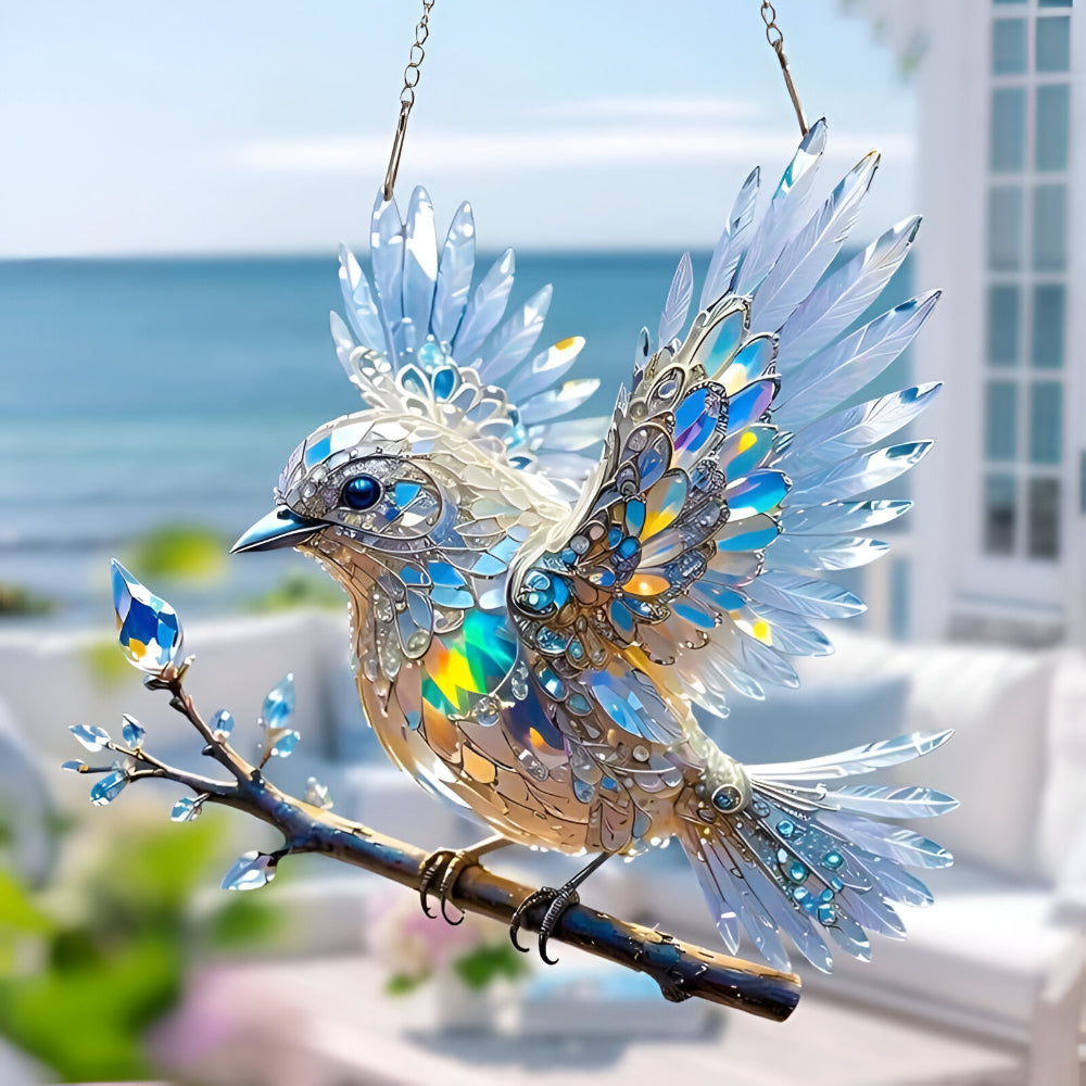 Decorative Figurine Hanging Glass Bird Window Ornament