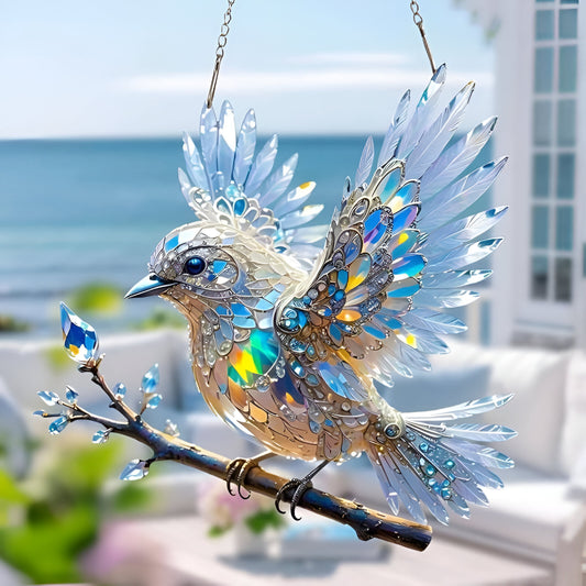 Decorative Figurine Hanging Glass Bird Window Ornament
