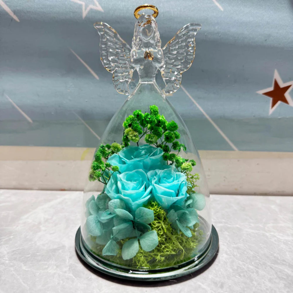 Eternal Rose Glass Decoration Angel Figurine Gift