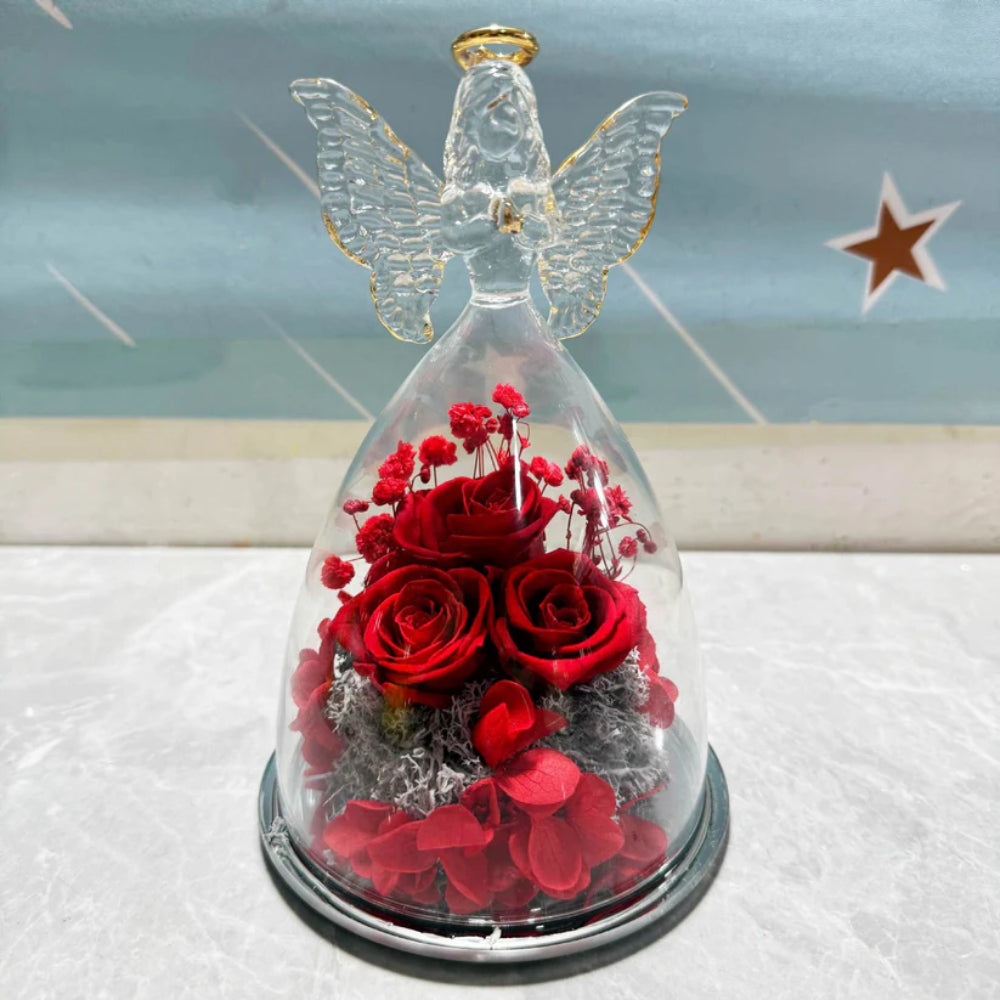 Eternal Rose Glass Decoration Angel Figurine Gift