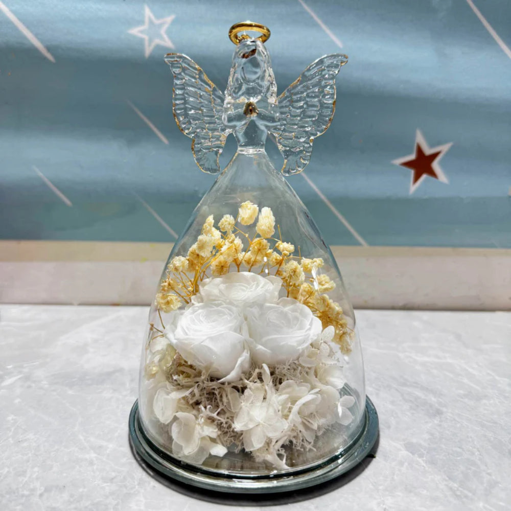 Eternal Rose Glass Decoration Angel Figurine Gift