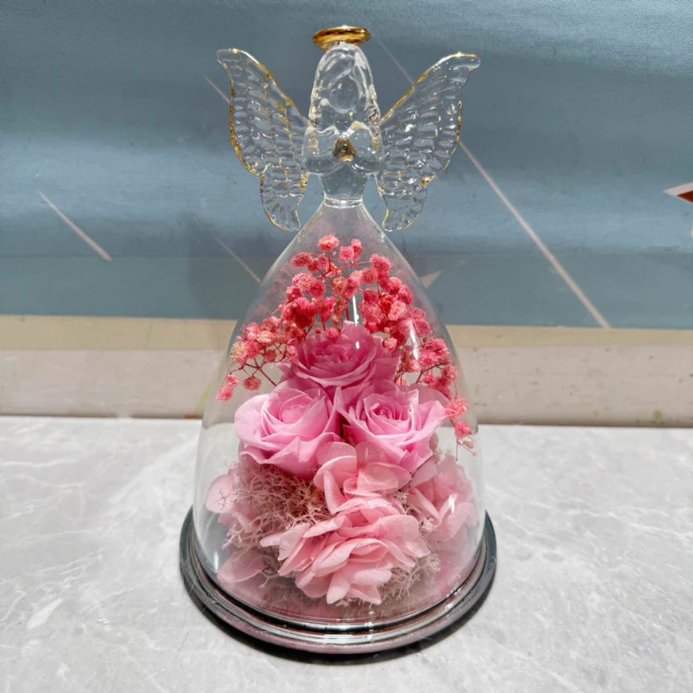 Eternal Rose Glass Decoration Angel Figurine Gift