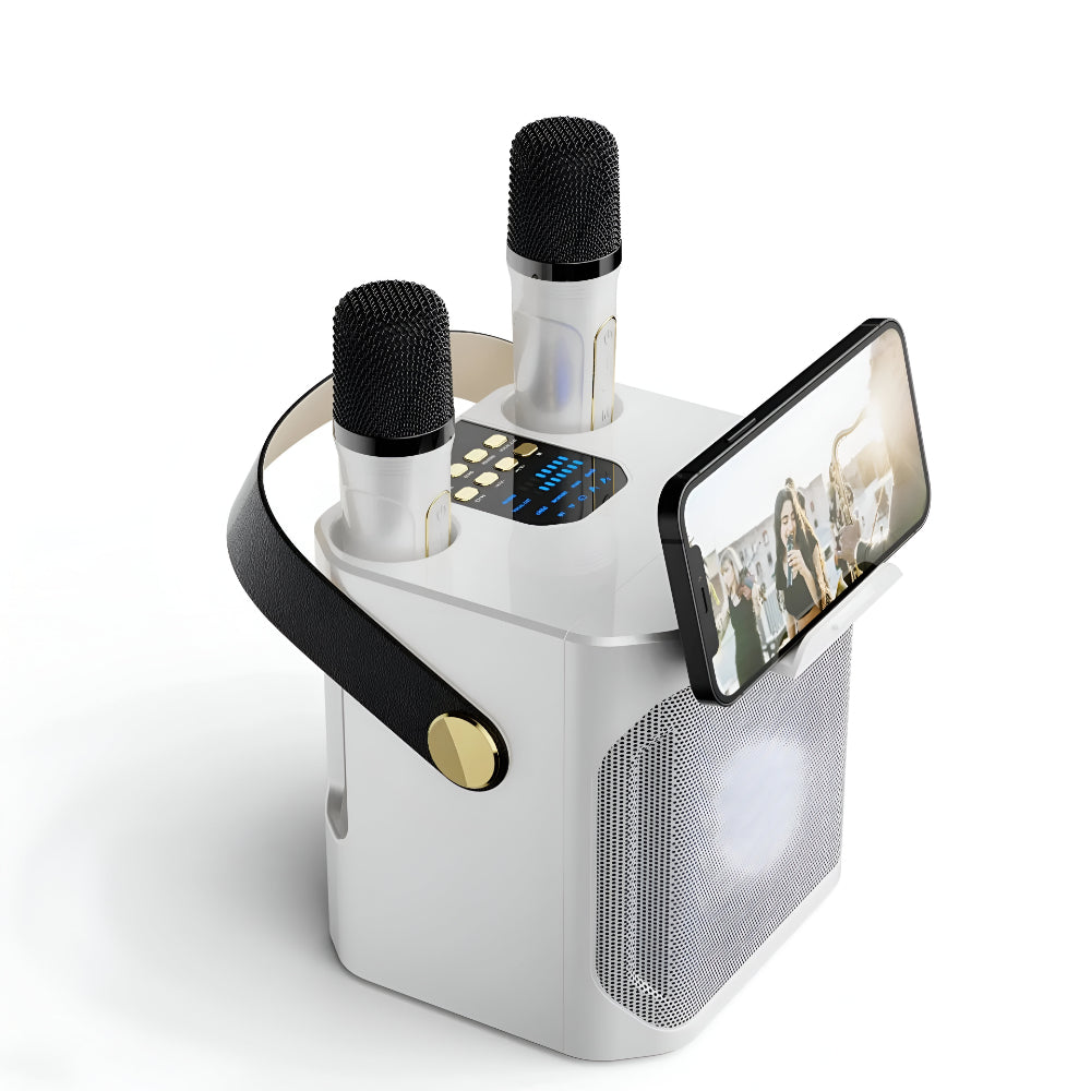 Portable 360-Degree Stereo Bluetooth Speaker with Singing Microphones