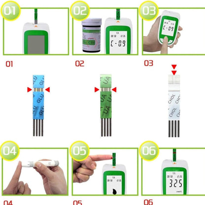 Home Blood Sugar Meter Cholesterol Glucose Uric Acid LCD