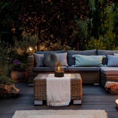 Kominek Stołowy z Czarną Metalową Podstawą | Nowoczesna Estetyka