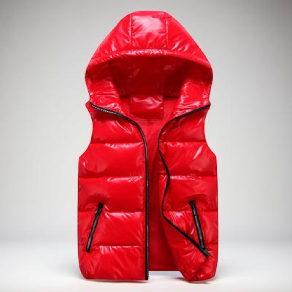 Men's Quilted Vest Hood Zipper Pockets