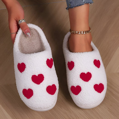 Women's Home Slippers with Heart and Mushroom Pattern