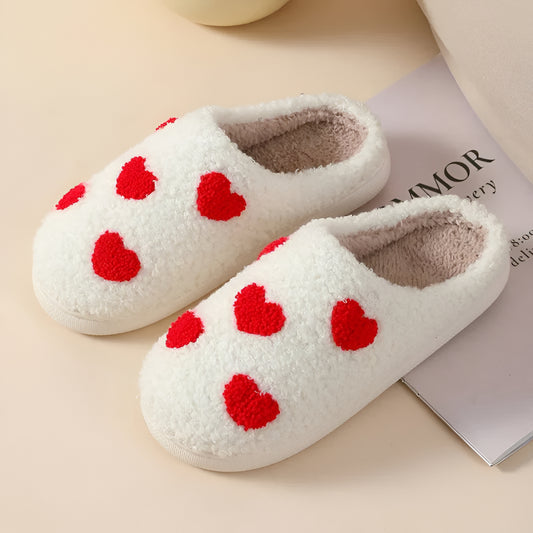 Women's Home Slippers with Heart and Mushroom Pattern